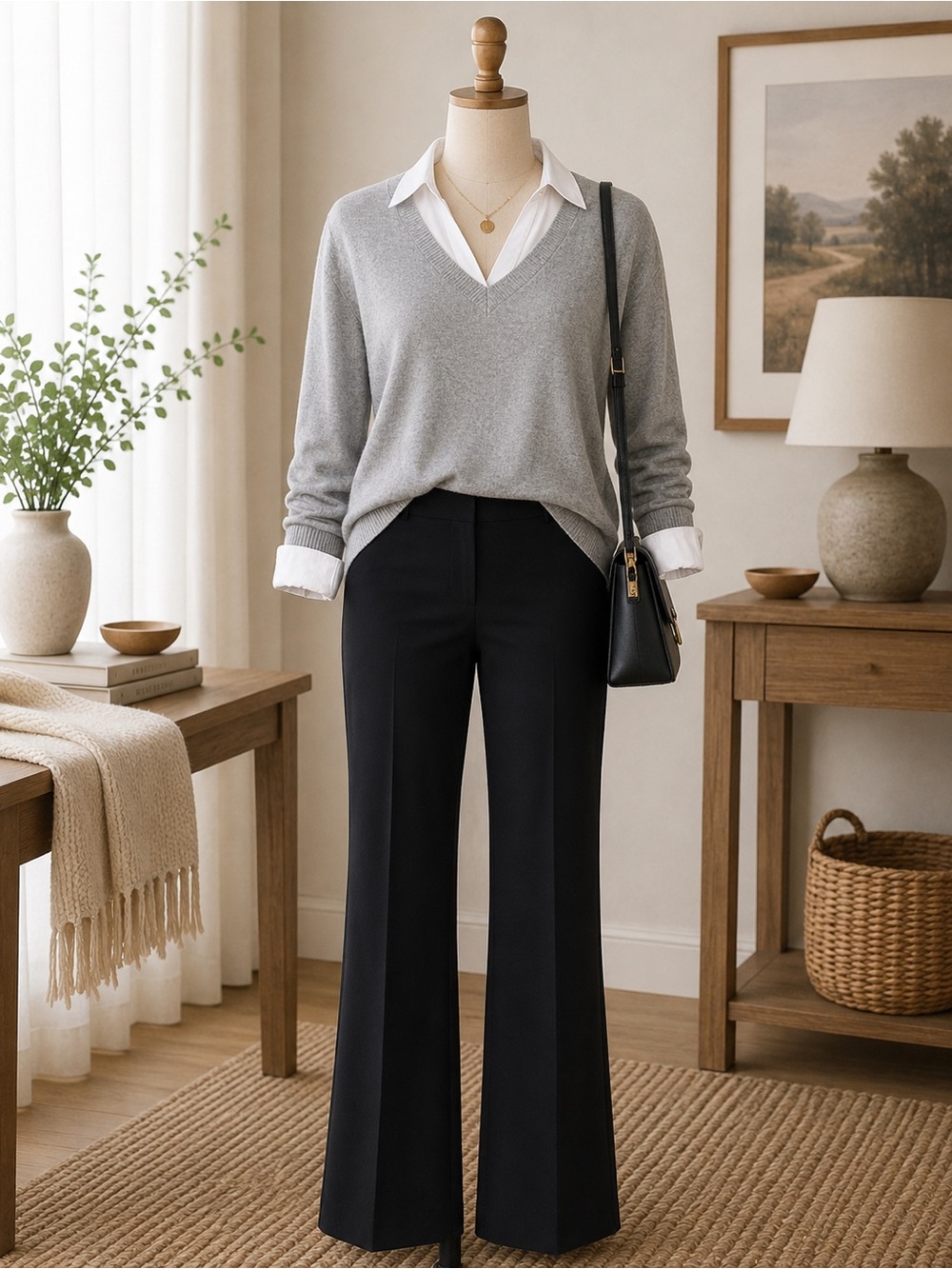 Banana Republic V Neck Sweater Womens L Gray 100% Cotton Long Sleeve Classic